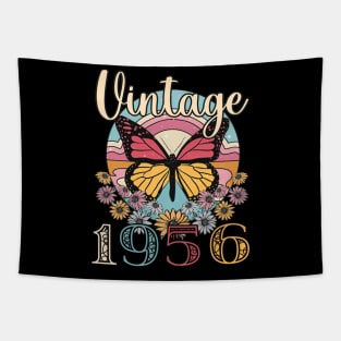 Floral Butterfly Retro Vintage 1956 67th Birthday Tapestry