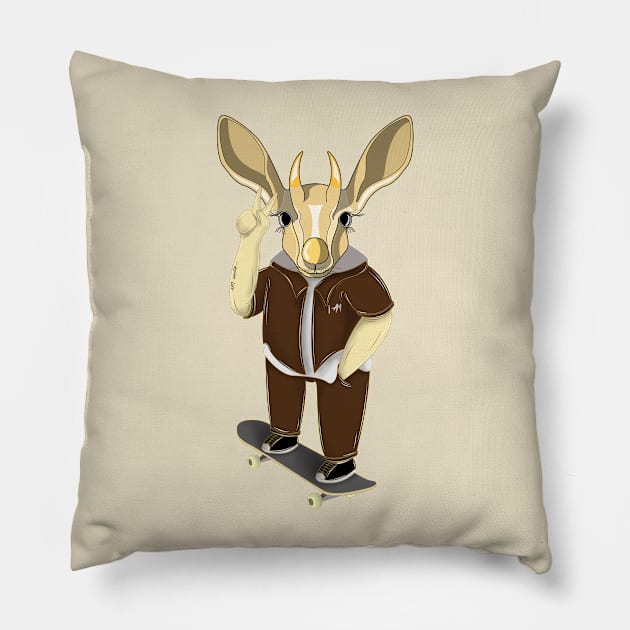 skateboarder gazelle Pillow by dwalikur