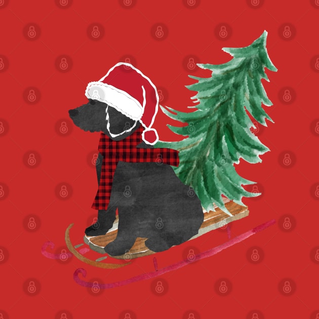 Labradoodle Christmas Sled Bringing Home The Tree by EMR_Designs