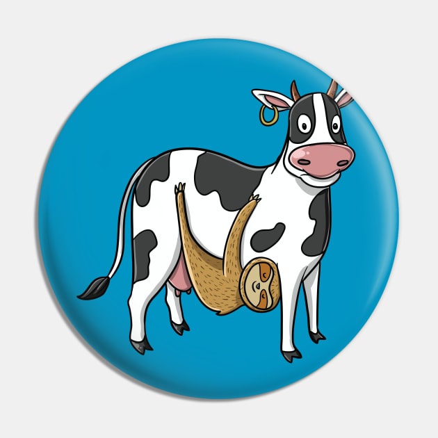 Cute Funny Dairy Cow Slow Sloth Pun Farmer Kids Gift Pin by Freid