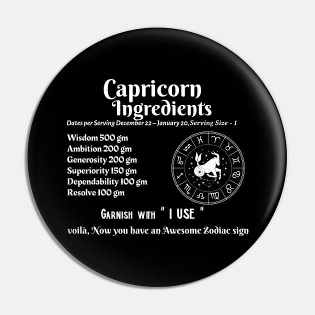 Capricorn Ingredients Pin by Ink by Evanliy