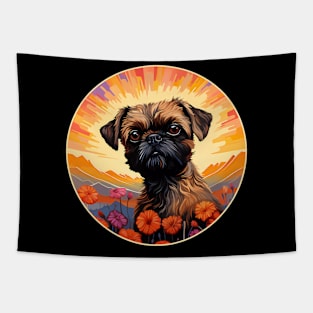 Brussels Griffon Mountain Flower Cute Colorful Puppy Dog Tapestry