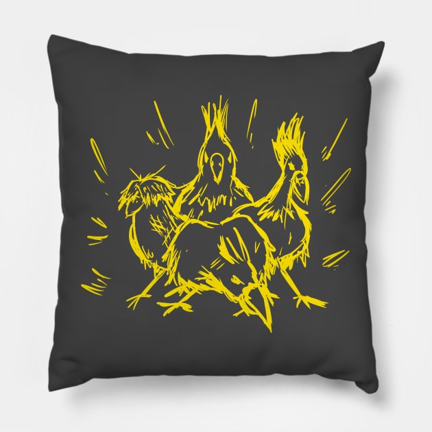 The Bad Birds (Yellow) Pillow by Birpy20