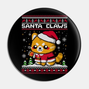 Santa claws cat ugly christmas sweater Pin