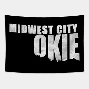 Midwest City Okie Oklahoma Shaped Distressed Tapestry