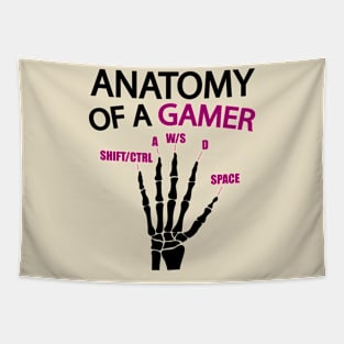 Sarcastic Gaming Gift For Gamers, Anatomy Of A Gamer Skeleton Hand Funny Tapestry