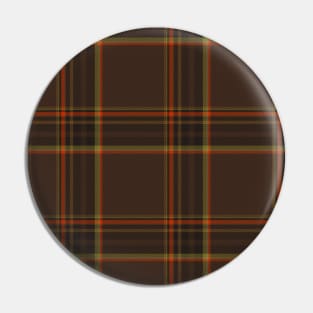 Orange brown and sage Tartan Plaid Pattern Pin