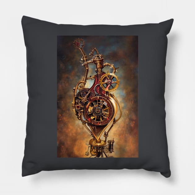 Steampunk mechanical heart Pillow by Dendros-Studio