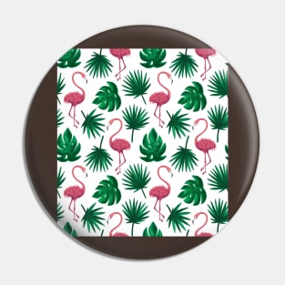 Flamingo Tropical Leaf Seamless Pattern Pin