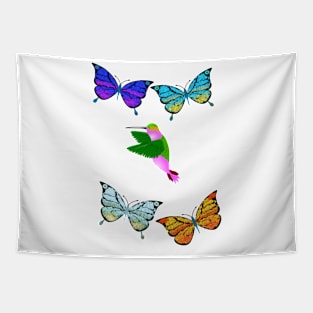 Hummingbird and Butterfly Design Tapestry