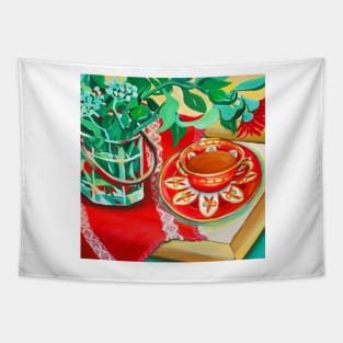 Red Teatime Tapestry