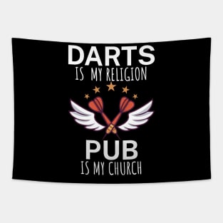 Darts is my religion pub is my church Tapestry