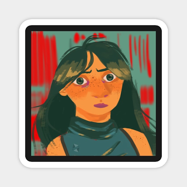 Green Haired Girl Magnet by digitalisdraws