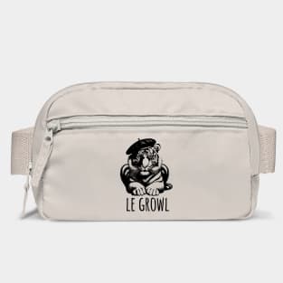 Funny French Beret-wearing Tiger Tigre says "Le Growl" Bag