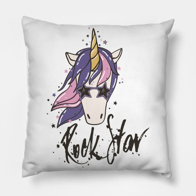 Unicorn Rock Star Pillow by Mako Design 