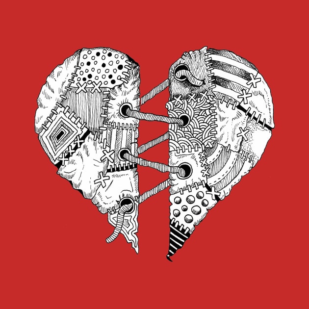 Patchwork Heart - Tattoo Design by Squidoodle