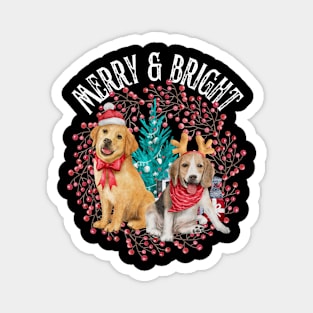 Christmas Beagle and Golden Retriever Magnet