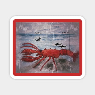 Monster Lobster Grunge Magnet