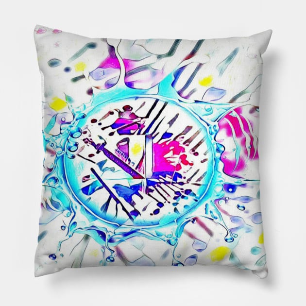 Color bling ocean splash abstract Pillow by SilverPixieArt