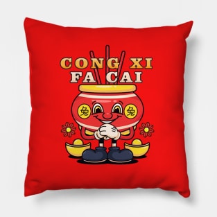 Chinese New Year, cute Chinese incense characters in jugs Pillow