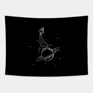 Over the moon, space men,space merch, space mask, sci fi Tapestry