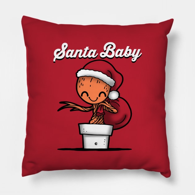 Santa Baby Cute Superhero Alien Christmas Santa Claus Pillow by BoggsNicolas