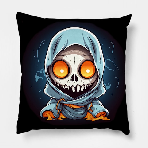 Eerie Halloween Ghoul Art - Spooky Season Delight Pillow by Captain Peter Designs