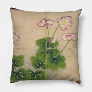 Mallow Flowers (Flower and Bird Paintings) by Zhang Ruoai Pillow