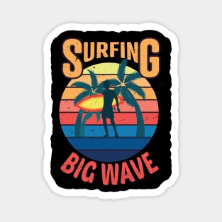 Surf - The Big Wave, Big Wave Surfer, Retro style wave, Vintage wave pattern, great wave, Japan surf culture, kanagawa shonan Magnet