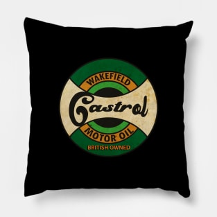 Green Motor Oil Vintage Sign Pillow