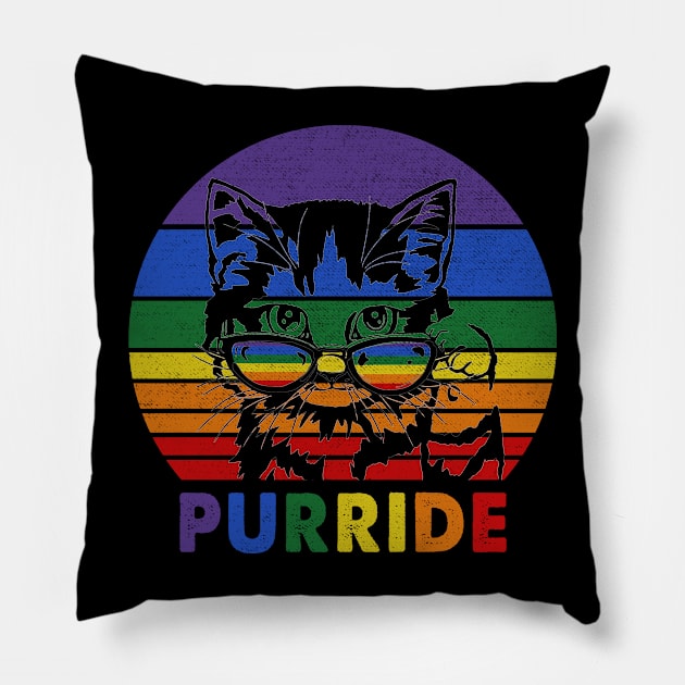 Pride Cat Gay LGBTQ Rainbow Flag Pillow by marisamegan8av