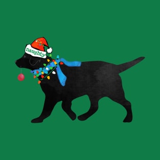 Black Lab Christmas Naughty Dog T-Shirt