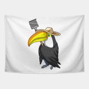 Toucan Farmer Rake Tapestry