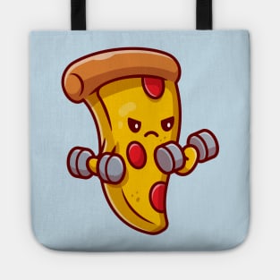 Cute Pizza Lifting Dumbbell Cartoon Tote