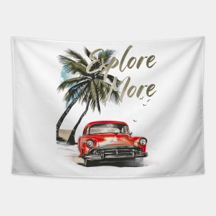 Explore more Retro Summer Vibes Beach Life Classic Car Novelty Gift Tapestry