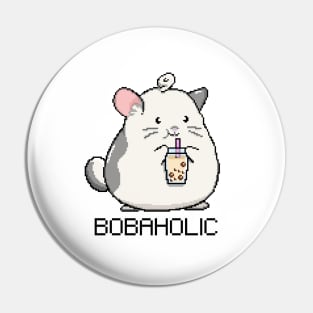 Bobaholic Pixel Mouse Loves Boba Tea! Pin