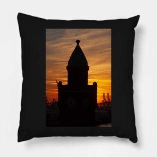 St. Pauli Landungsbrücken, Hamburg, dusk, afterglow Pillow