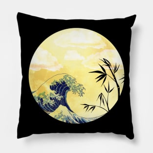 full yellow moon japanese art style Pillow
