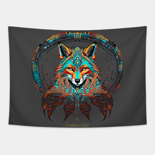 Tribal Fox psychadelic allure Tapestry by Cristilena Lefter