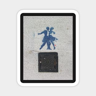 Sidewalk Dancers (stencil graffiti) Magnet