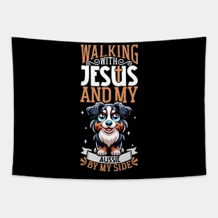 Jesus and dog - Australian Shepherd Tapestry