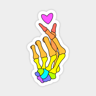 Rainbow Finger Heart Skeleton Hand Magnet