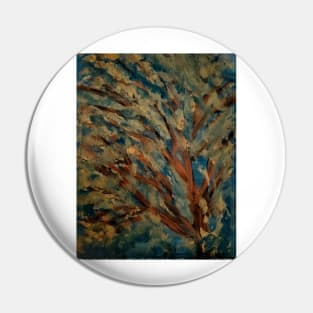 abstract painting of tree with gold leave and copper toned branche with a sky in my favorite colors Pin