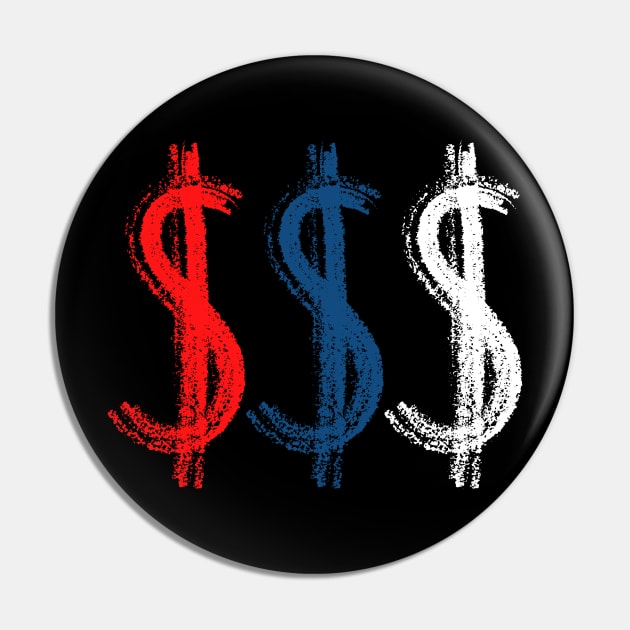 Dollar symbol Blue Red White birthday Gift Pin by GBDesigner