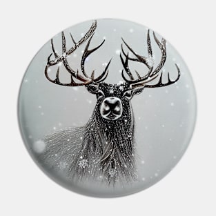 Reindeer in Snowing Winter Pin