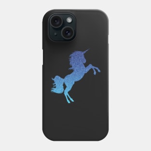 Bright Blue Ombre Faux Glitter Unicorn Phone Case