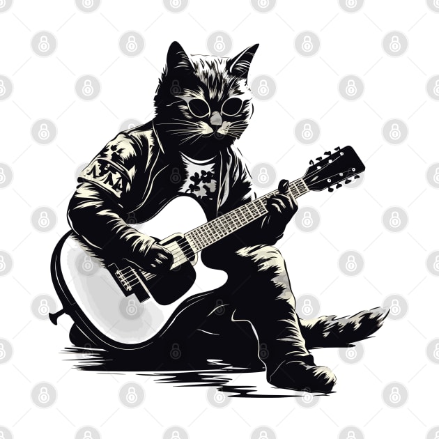 Cat playing guitar by Graceful Designs