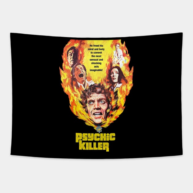 Psychic Killer Retro Cult Classic Horror Fan Art Tapestry by darklordpug