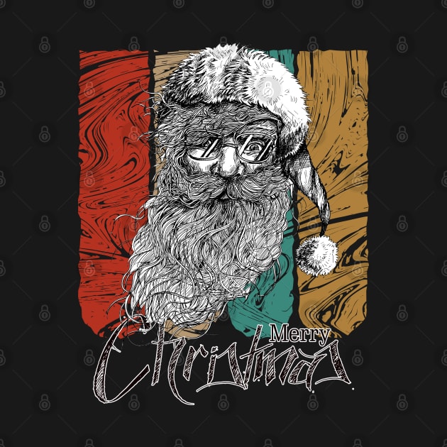 Merry Christmas Vintage Hipster Style Santa Claus by Animox