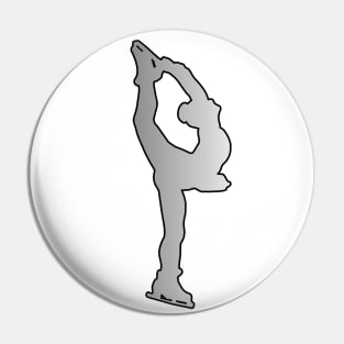 Figure Skater Silhouette in Silver Design Pin